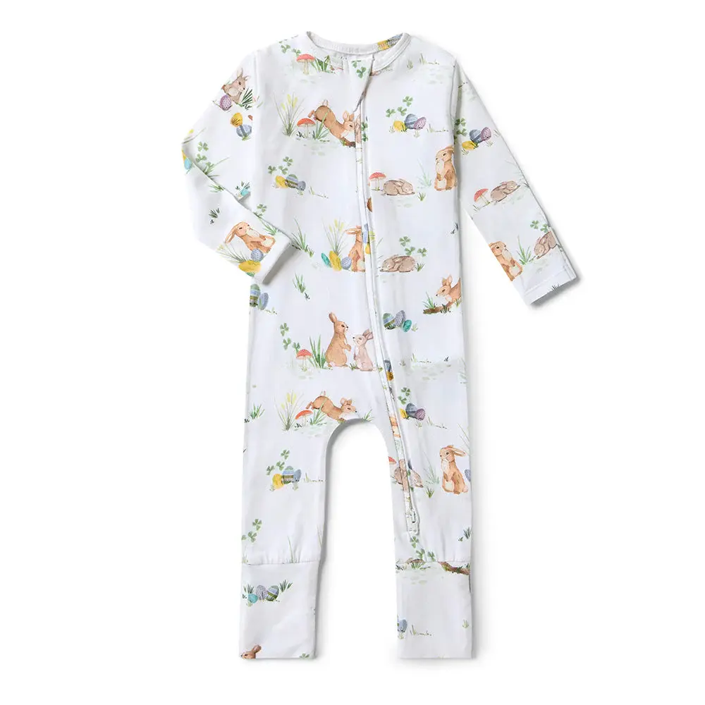 Snuggle Hunny Kids Snuggle Hunny Easter Bunnies Organic Snugglesuit Convertible Romper