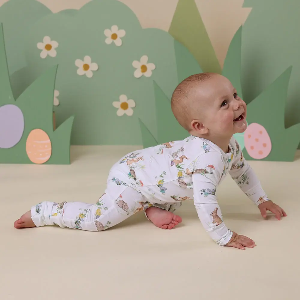 Snuggle Hunny Kids Snuggle Hunny Easter Bunnies Organic Snugglesuit Convertible Romper