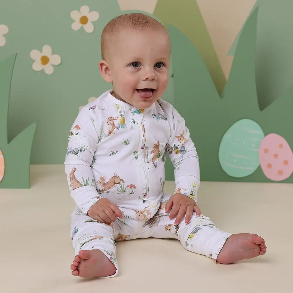 Snuggle Hunny Kids Snuggle Hunny Easter Bunnies Organic Snugglesuit Convertible Romper