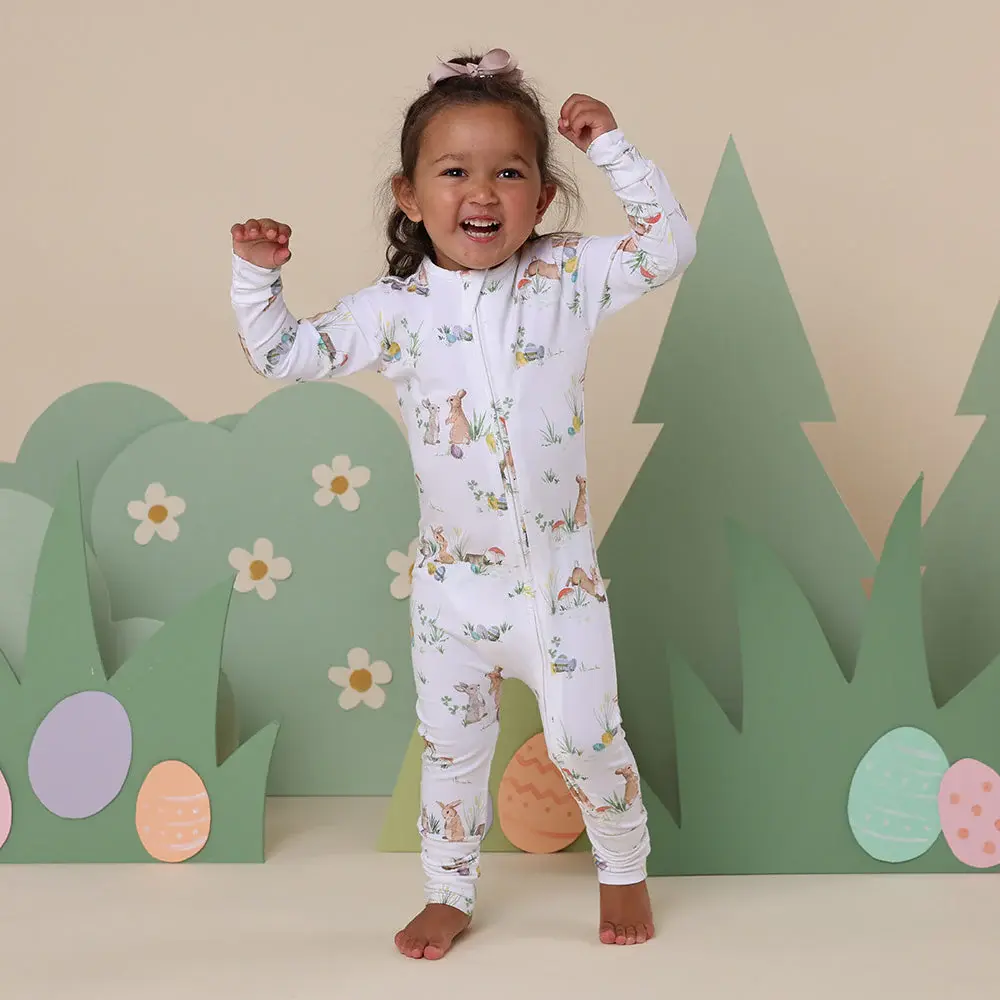 Snuggle Hunny Kids Snuggle Hunny Easter Bunnies Organic Snugglesuit Convertible Romper
