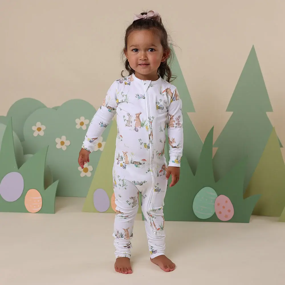 Snuggle Hunny Kids Snuggle Hunny Easter Bunnies Organic Snugglesuit Convertible Romper