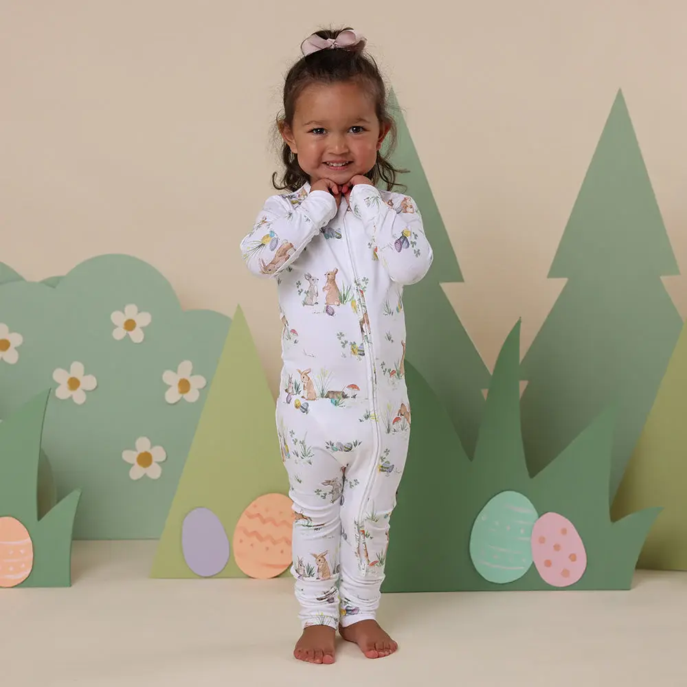 Snuggle Hunny Kids Snuggle Hunny Easter Bunnies Organic Snugglesuit Convertible Romper