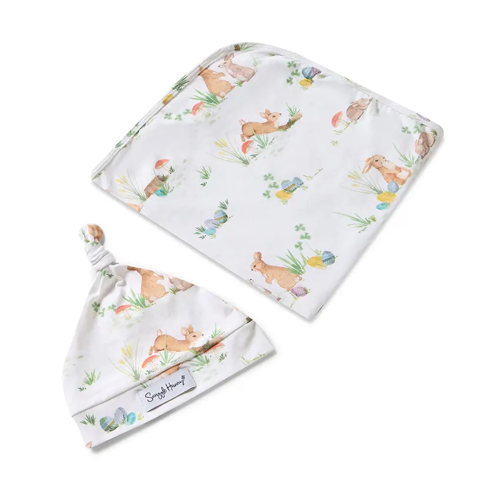 Snuggle Hunny Kids Snuggle Hunny Easter Bunnies Organic Jersey Wrap & Beanie Set