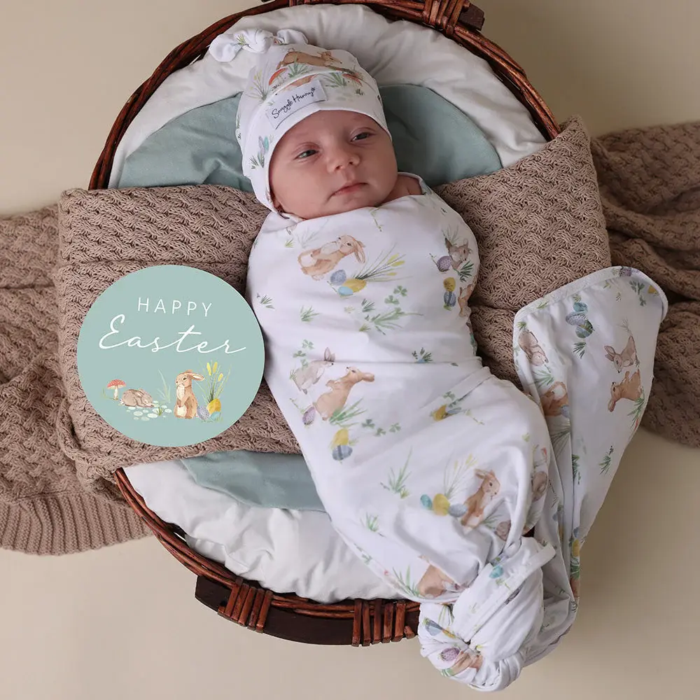 Snuggle Hunny Kids Snuggle Hunny Easter Bunnies Organic Jersey Wrap & Beanie Set