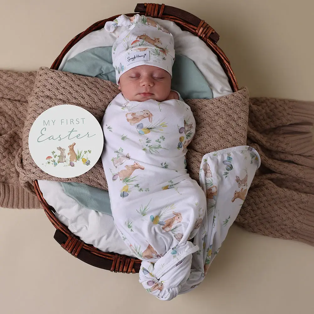 Snuggle Hunny Kids Snuggle Hunny Easter Bunnies Organic Jersey Wrap & Beanie Set