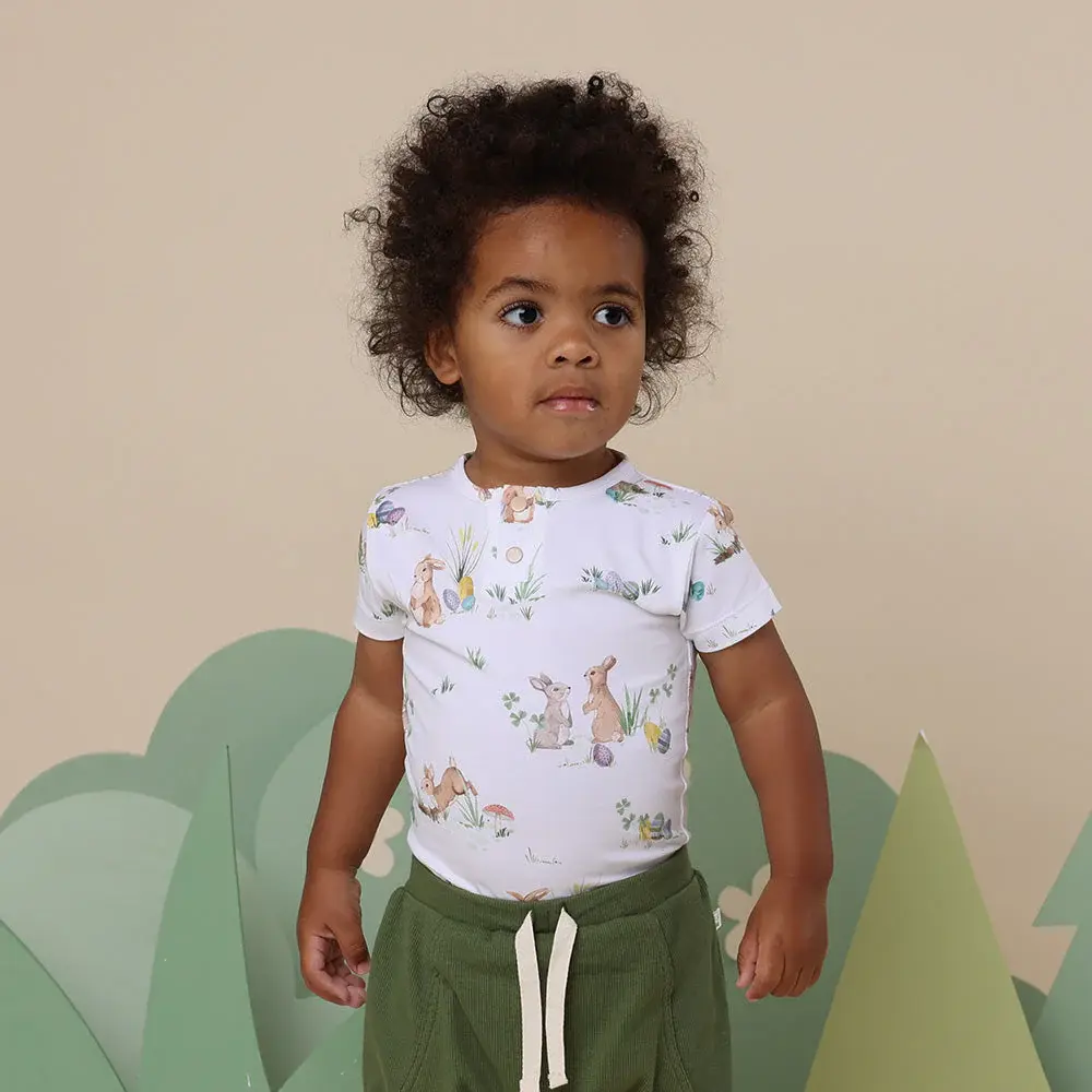 Snuggle Hunny Kids Snuggle Hunny Easter Bunnies Short Sleeve Organic Bodysuit