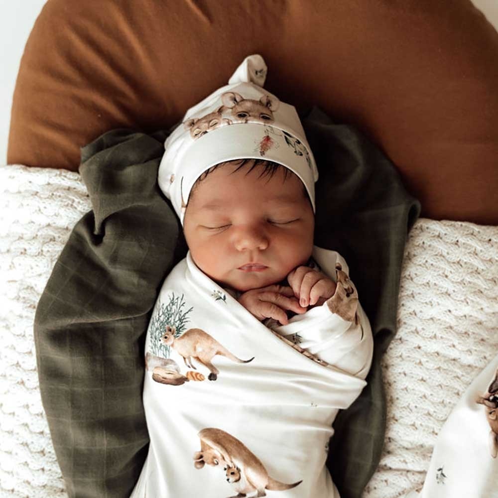 Snuggle Hunny Kids Snuggle Hunny Kanga Organic Jersey Wrap & Beanie Set
