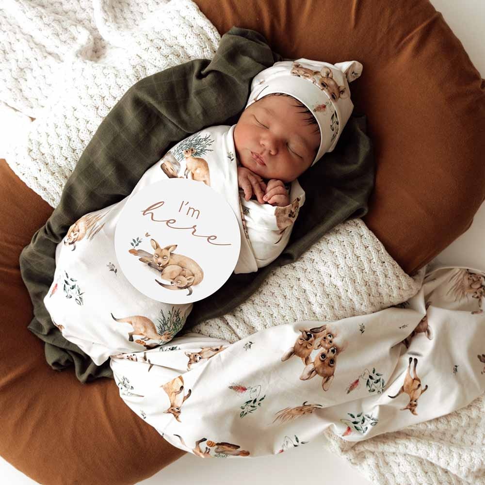 Snuggle Hunny Kids Snuggle Hunny Kanga Organic Jersey Wrap & Beanie Set