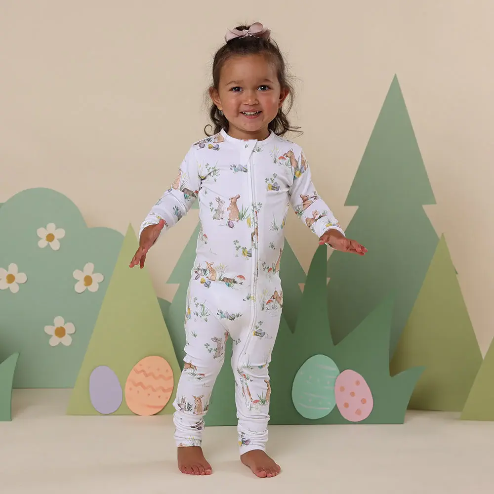 Snuggle Hunny Kids Snuggle Hunny Easter Bunnies Organic Snugglesuit Convertible Romper