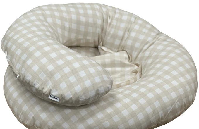 Baby Studio Babystudio The Ultimate Body Pillow - Gingham Beige