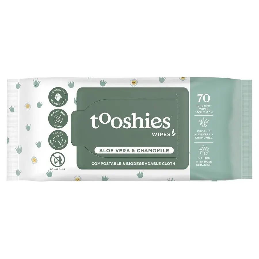 Tooshies Tooshies Pure Baby Wipes Aloe Vera & Chamomile 70pk