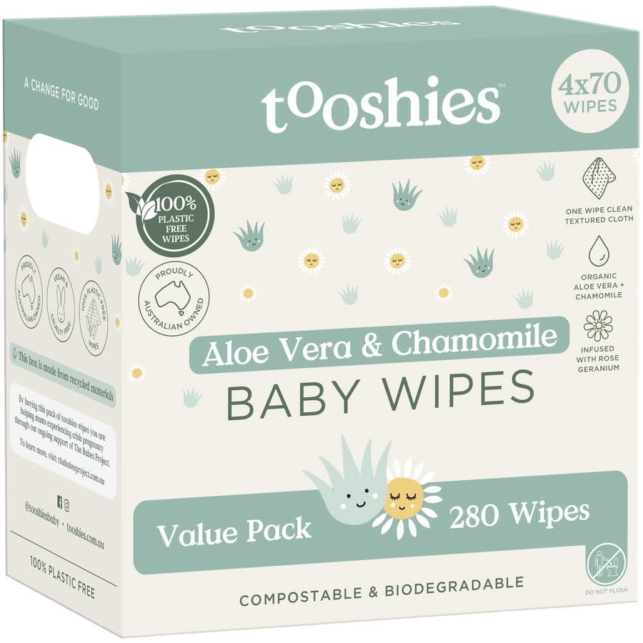Tooshies Tooshies Pure Baby Wipes Aloe Vera & Chamomile 280pk