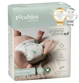 Tooshies Tooshies Organic Bamboo Nappies Size 1 Newborn 3-5kg 52pk