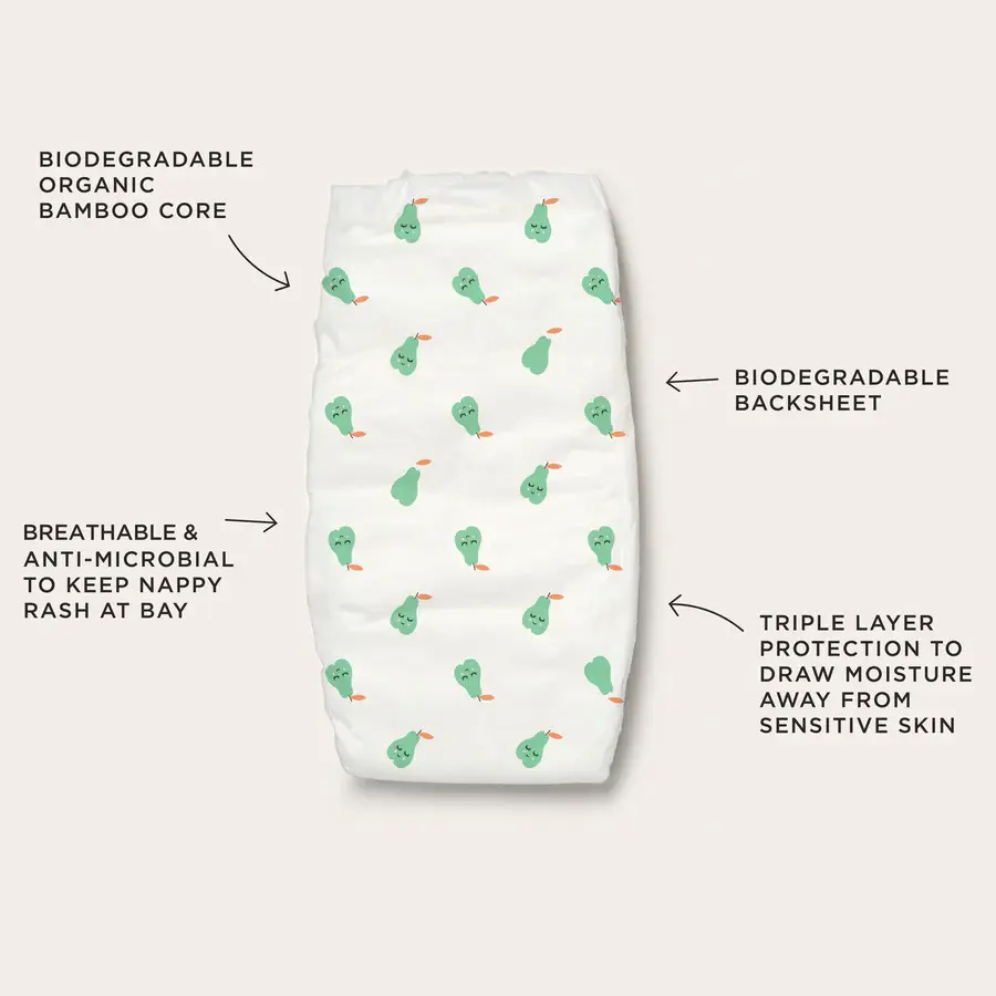 Tooshies Tooshies Organic Bamboo Nappies Size 1 Newborn 3-5kg 52pk