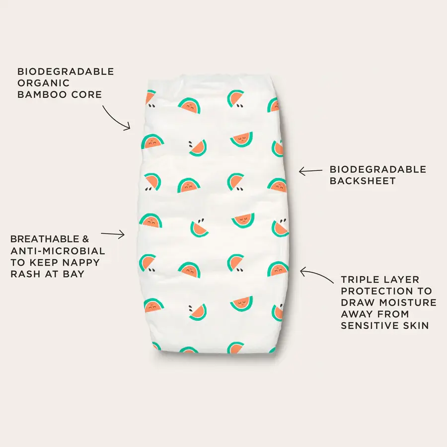 Tooshies Tooshies Organic Bamboo Nappies Size 2 Infant 4-8kg 48pk