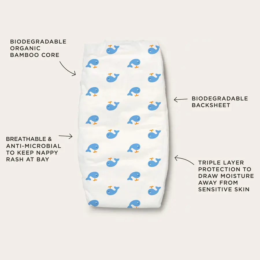 Tooshies Tooshies Organic Bamboo Nappies Size 3 Crawler 6-11kg 44pk