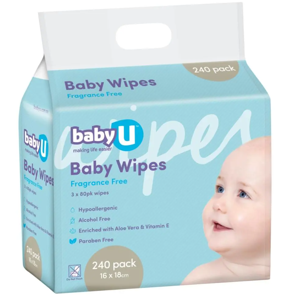 Baby U Baby U Baby Wipes Fragrant Free 240pk