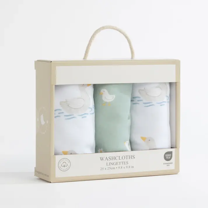 Living Textiles Living Textiles 3 Pack Wash cloths - Goosey Goosey