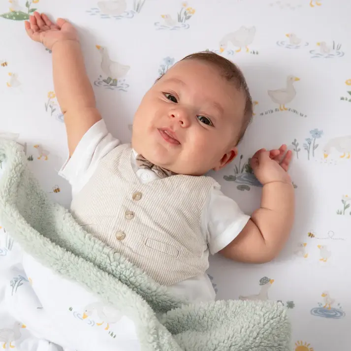 Lively Living Living Textiles Jersey/Sherpa Pram Blanket - Goosey Goosey