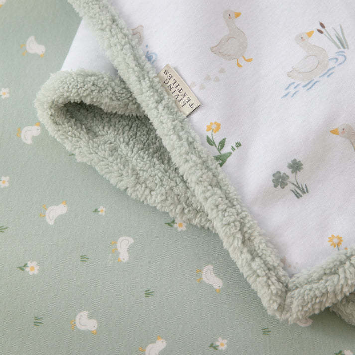 Lively Living Living Textiles Jersey/Sherpa Pram Blanket - Goosey Goosey
