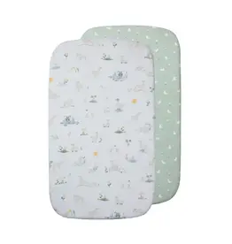 Living Textiles Living Textiles 2 Pack Organic Jersey Bedside Sleeper Fitted Sheets - Goosey Goosey