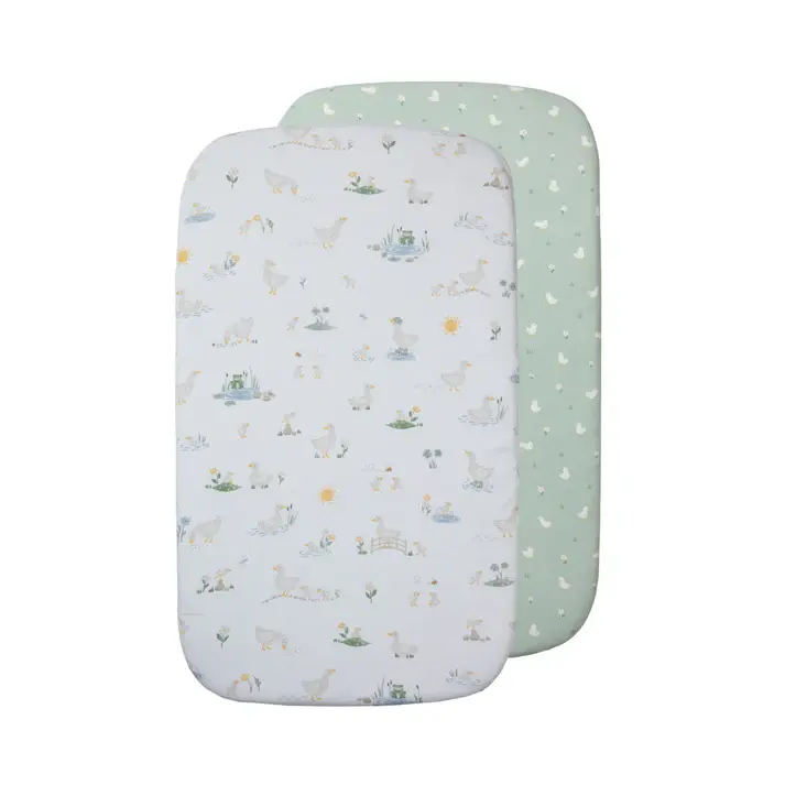 Living Textiles Living Textiles 2 Pack Organic Jersey Bedside Sleeper Fitted Sheets - Goosey Goosey