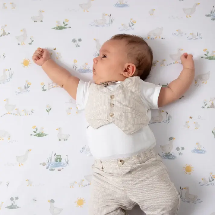 Living Textiles Living Textiles 2 Pack Organic Jersey Cot Fitted Sheets - Goosey Goosey