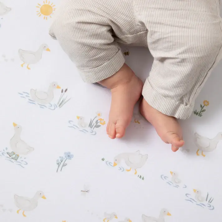 Living Textiles Living Textiles 2 Pack Organic Jersey Cot Fitted Sheets - Goosey Goosey