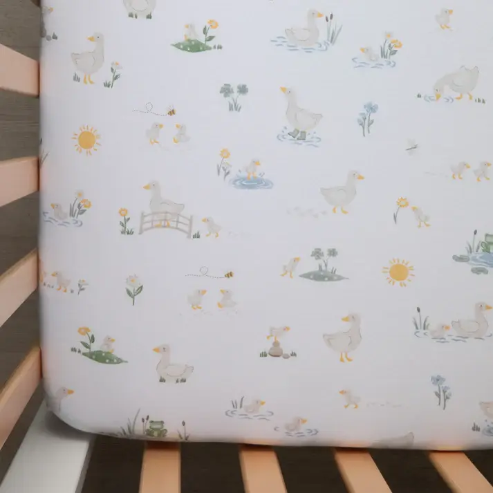 Living Textiles Living Textiles 2 Pack Organic Jersey Cot Fitted Sheets - Goosey Goosey