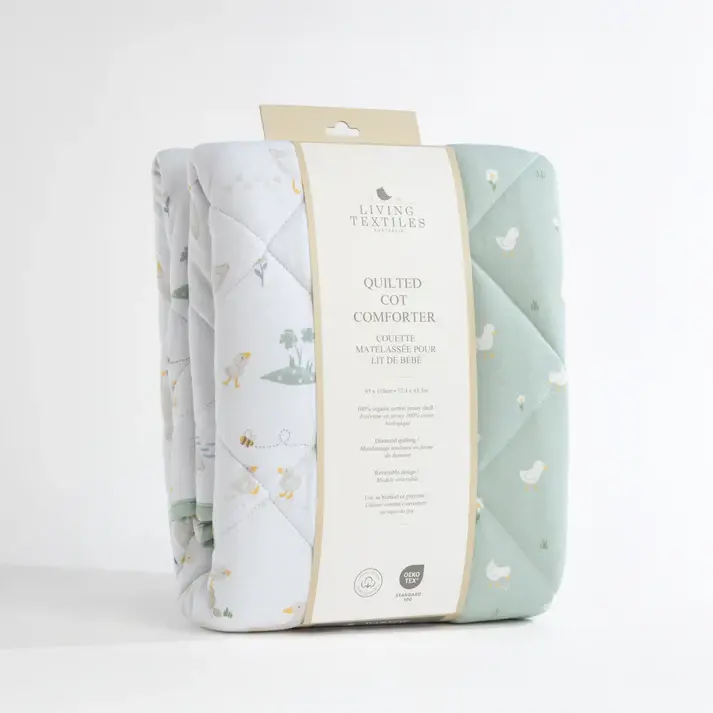 Living Textiles Living Textiles Organic Jersey Quilted Cot Comforter - Goosey Goosey
