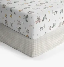 Living Textiles Living Textiles 2-pack Jersey Cot Fitted Sheet Tractor Ride