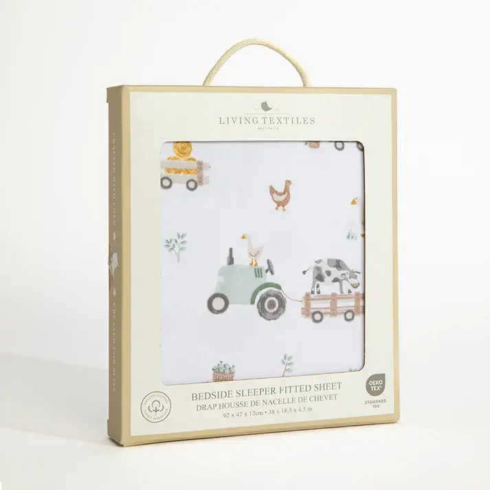 Living Textiles Living Textiles 1-pack Bedside Sleeper Fitted Sheet - Tractor Ride