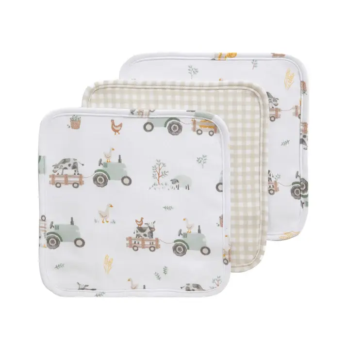 Living Textiles Living Textiles 3pk Wash Cloths Tractor Ride