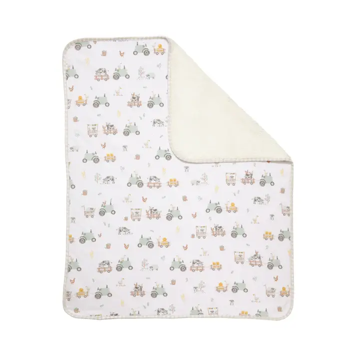 Living Textiles Living Textiles Jersey/Sherpa Pram Blanket Tractor Ride