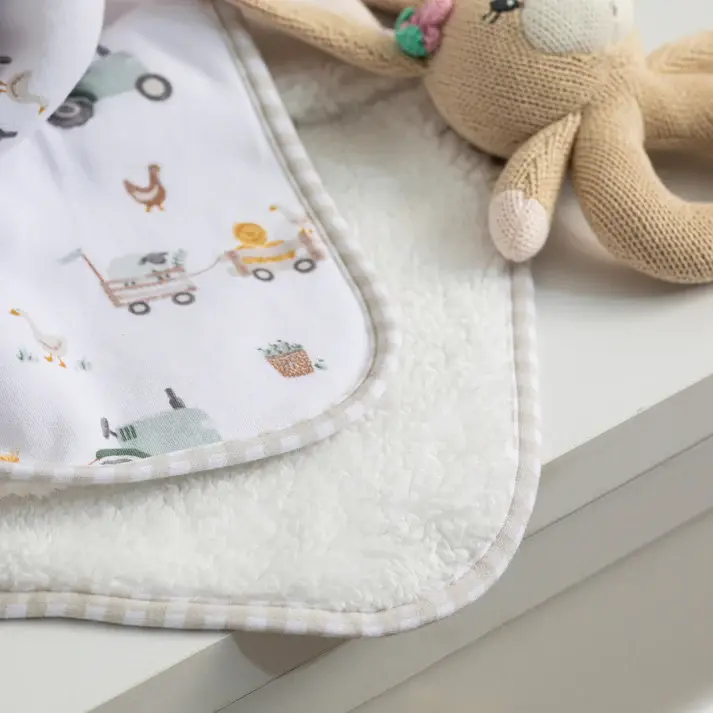Living Textiles Living Textiles Jersey/Sherpa Pram Blanket Tractor Ride