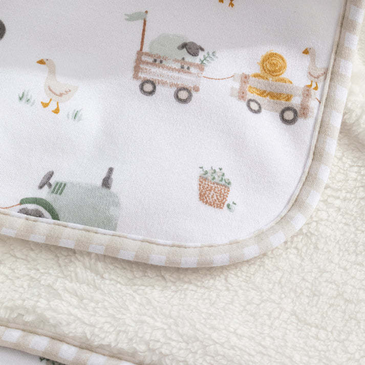 Living Textiles Living Textiles Jersey/Sherpa Pram Blanket Tractor Ride