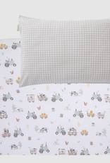 Living Textiles Living Textiles 1-pack Port-a-cot Fitted Sheet & Pillowcase - Tractor Ride