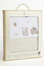 Living Textiles Living Textiles 1-pack Port-a-cot Fitted Sheet & Pillowcase - Tractor Ride