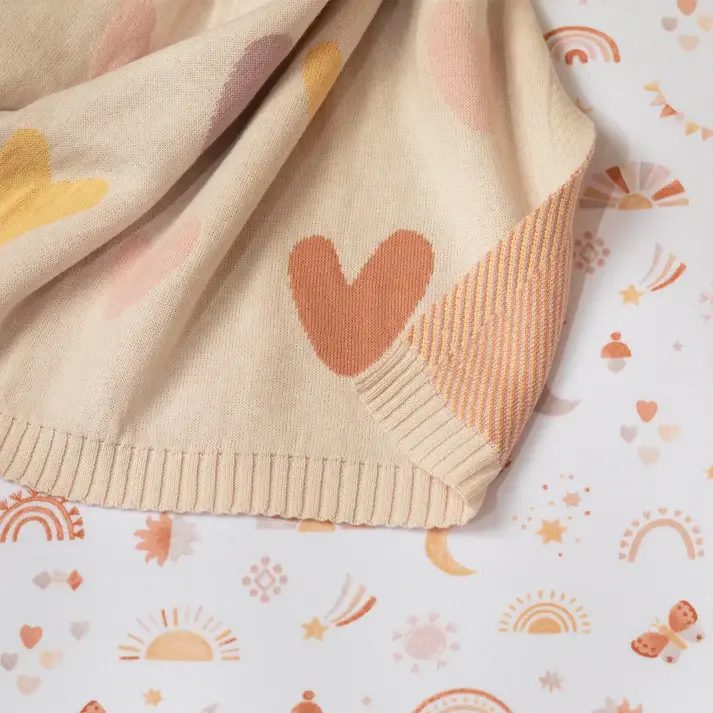 Living Textiles Living Textiles Jacquard Blanket - Bohemian Bliss/ Hearts