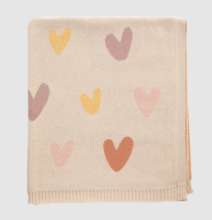 Living Textiles Living Textiles Jacquard Blanket - Bohemian Bliss/ Hearts