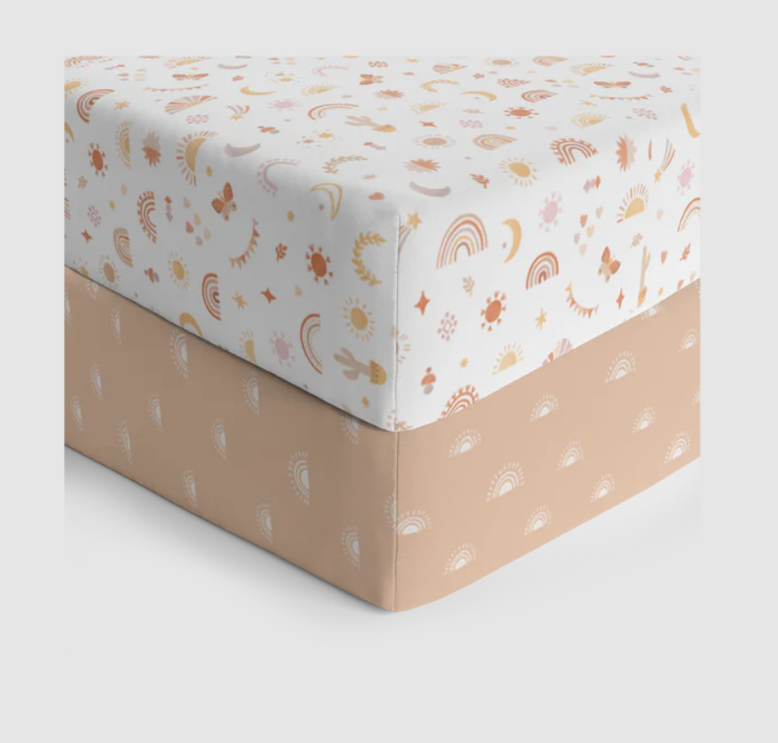 Living Textiles Living Textiles 2-pack Jersey Cot Fitted Sheet Bohemian Bliss
