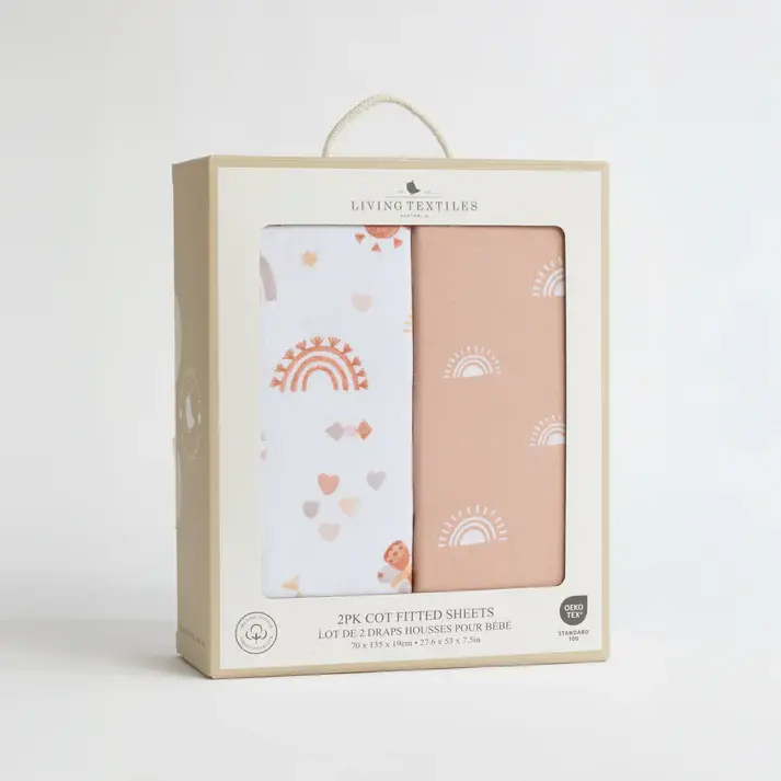 Living Textiles Living Textiles 2-pack Jersey Cot Fitted Sheet Bohemian Bliss