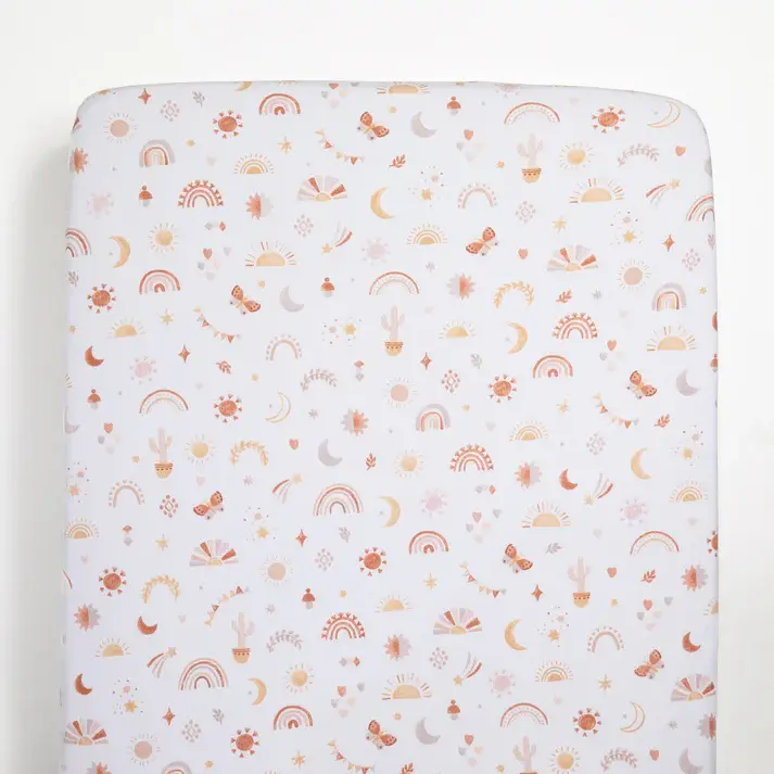 Living Textiles Living Textiles 1-pack Port-a-cot Fitted Sheet & Pillowcase - Bohemian Bliss