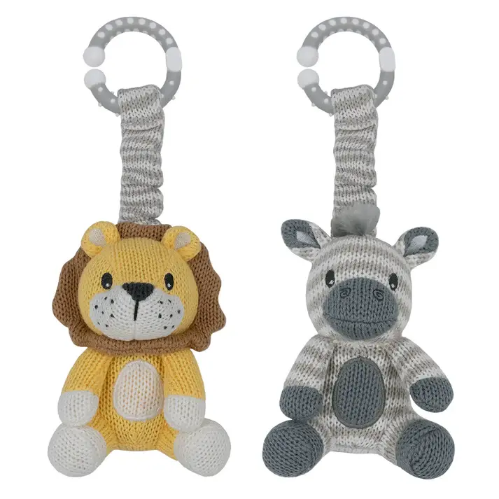Living Textiles Living Textiles 2pk Stroller Toy Zebra & Lion