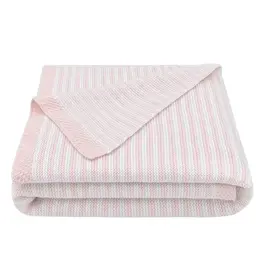 Living Textiles Living Textiles Knitted Stripe Blanket Blush/White