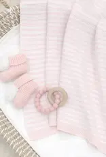 Living Textiles Living Textiles Knitted Stripe Blanket Blush/White