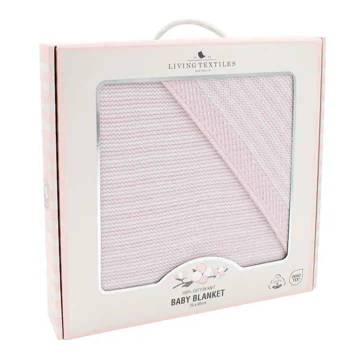 Living Textiles Living Textiles Knitted Stripe Blanket Blush/White