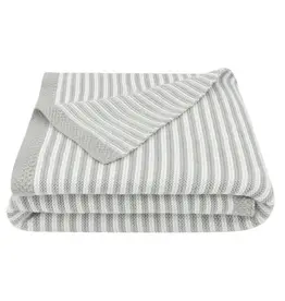 Living Textiles Living Textiles Knitted Stripe Blanket Grey/White