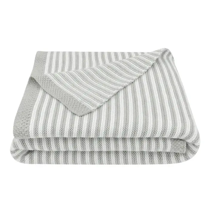 Living Textiles Living Textiles Knitted Stripe Blanket Grey/White