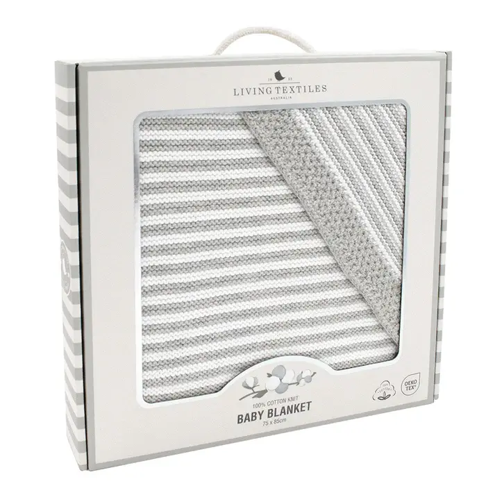 Living Textiles Living Textiles Knitted Stripe Blanket Grey/White